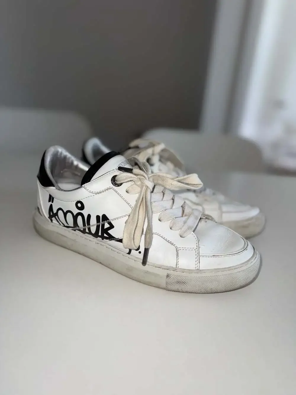 Zadig & Voltaire ZV1747 Amour White Leather Sneakers Size 38 - Picture 1 of 9